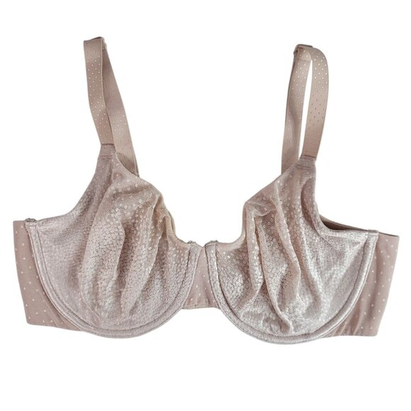 Wacoal Back Appeal Dot Jacquard Bra Tan 34DD Underwire Seamless Cup #855303 - Picture 1 of 10